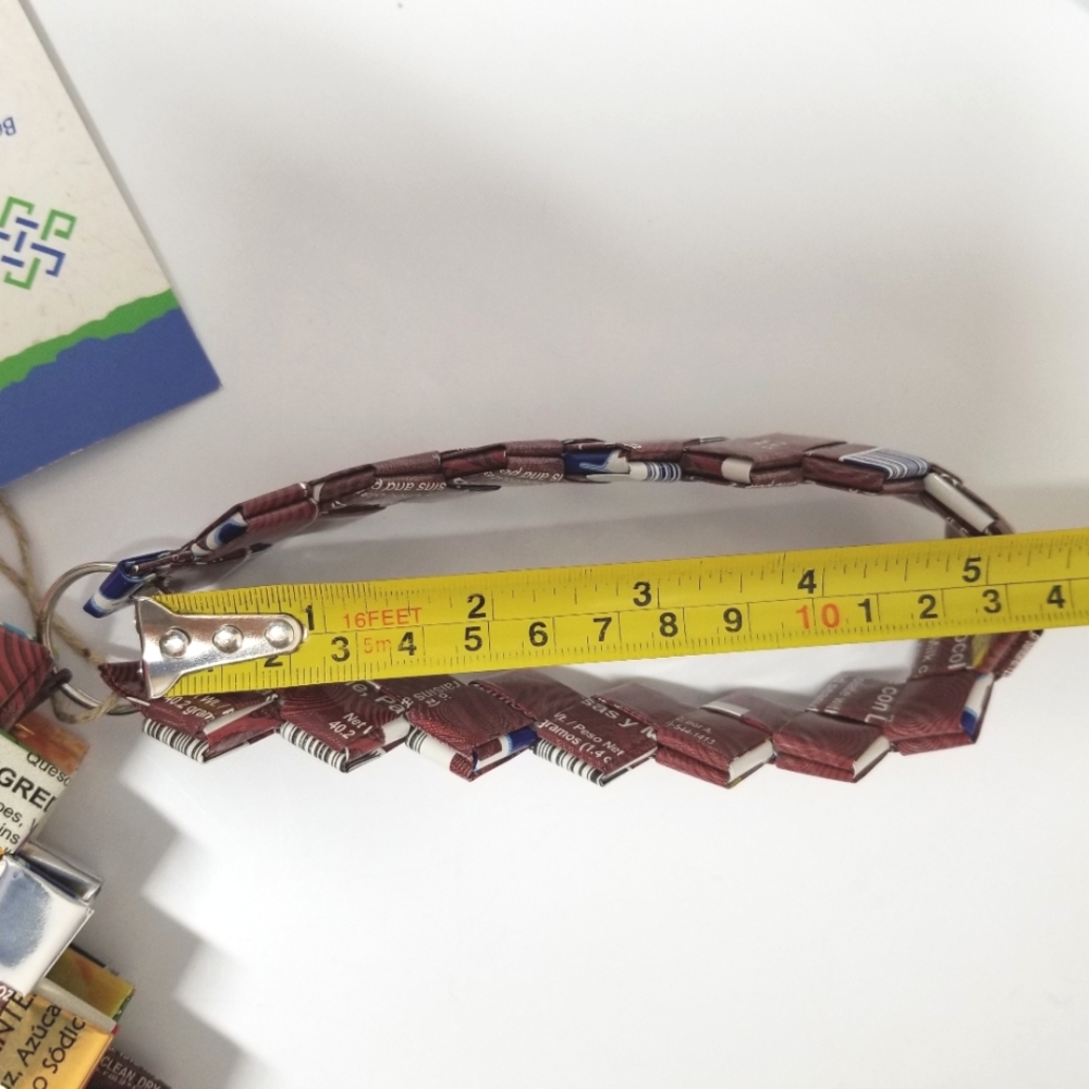 Eco-friendly Hand Woven Recycled Foil Wrapper Silver Multi Wristlet Bag NWT - Picture 9 of 9